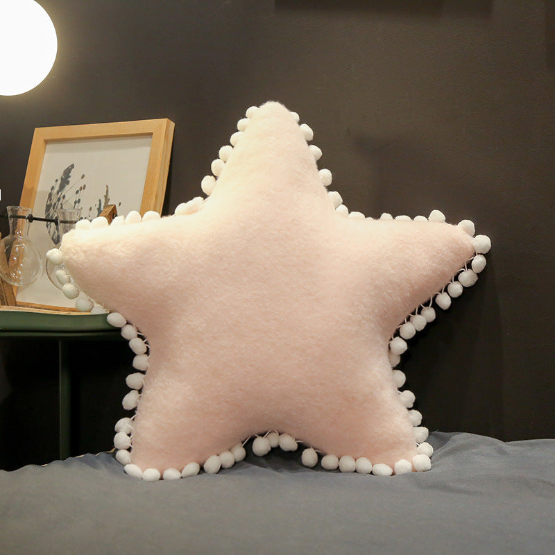 HKM-497043 Plush Cat Cushion Pillow with Star, Moon, and Crown Design for Bedside Decor