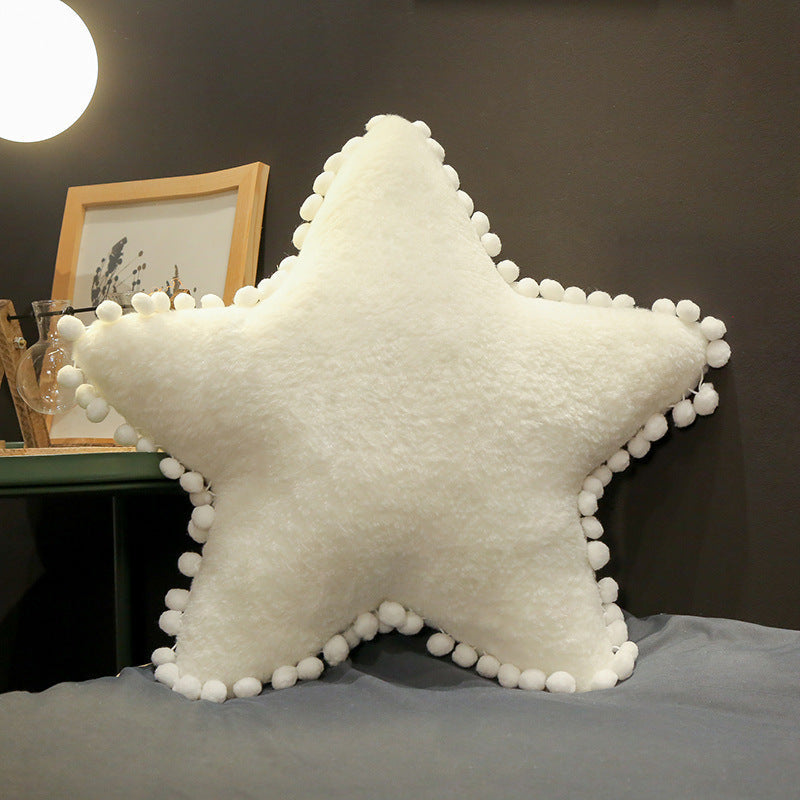 HKM-497043 Plush Cat Cushion Pillow with Star, Moon, and Crown Design for Bedside Decor