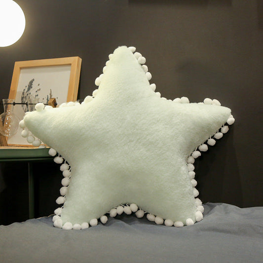 HKM-497043 Plush Cat Cushion Pillow with Star, Moon, and Crown Design for Bedside Decor