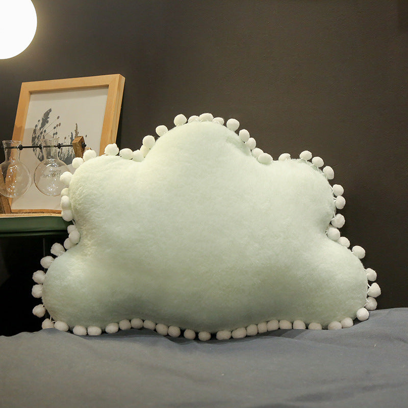 HKM-497043 Plush Cat Cushion Pillow with Star, Moon, and Crown Design for Bedside Decor
