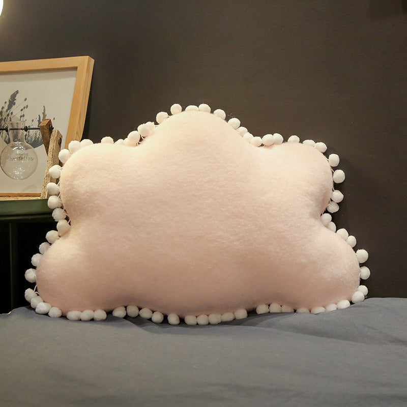 HKM-497043 Plush Cat Cushion Pillow with Star, Moon, and Crown Design for Bedside Decor