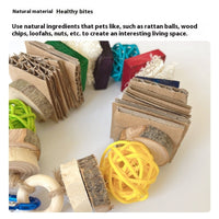 HKM-497171 Colorful Wooden Hanging Vine Toys for Parrots, Hamsters, and Rabbits