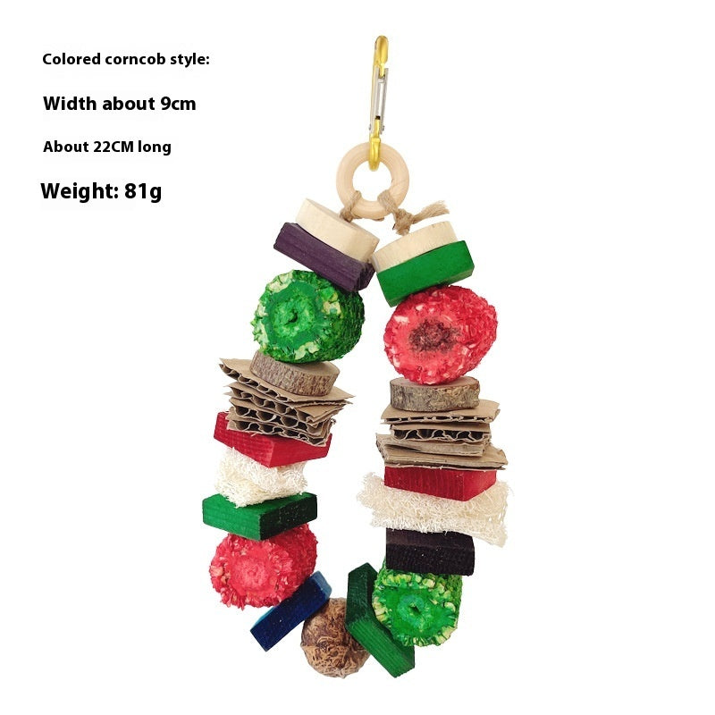 HKM-497171 Colorful Wooden Hanging Vine Toys for Parrots, Hamsters, and Rabbits