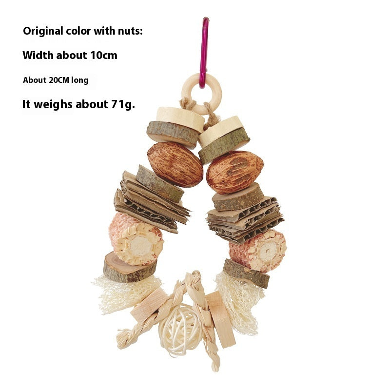 HKM-497171 Colorful Wooden Hanging Vine Toys for Parrots, Hamsters, and Rabbits