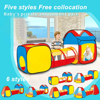 HKM-497171 Portable Folding Indoor Outdoor Crawl Tunnel Tent Playpen Toy for Ages 2-13 with Ocean Balls