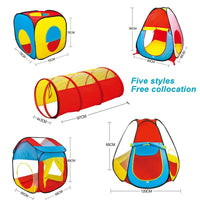 HKM-497171 Portable Folding Indoor Outdoor Crawl Tunnel Tent Playpen Toy for Ages 2-13 with Ocean Balls