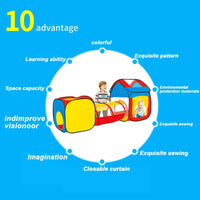 HKM-497171 Portable Folding Indoor Outdoor Crawl Tunnel Tent Playpen Toy for Ages 2-13 with Ocean Balls