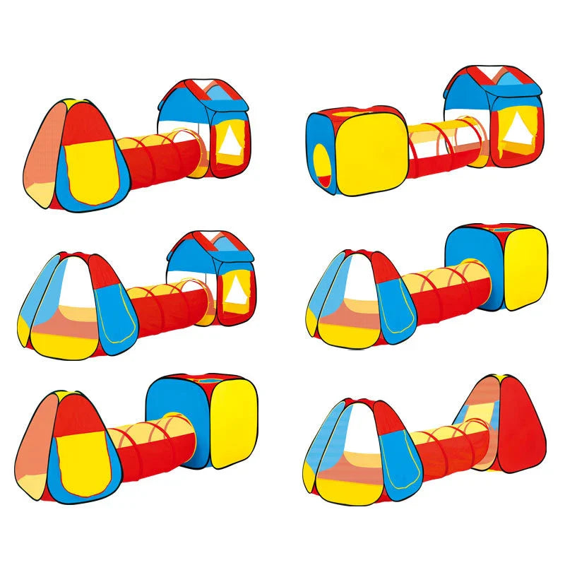 HKM-497171 Portable Folding Indoor Outdoor Crawl Tunnel Tent Playpen Toy for Ages 2-13 with Ocean Balls