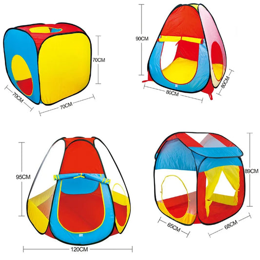 KTX-497171 Portable Folding Indoor Outdoor Crawl Tunnel Tent Playpen Toy for Ages 2-13 with Ocean Balls