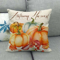 HKM-497299 Painted Pumpkin Linen Pillowcase for Home and Outdoor Decor, 45x45cm