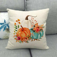 HKM-497299 Painted Pumpkin Linen Pillowcase for Home and Outdoor Decor, 45x45cm