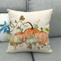 HKM-497299 Painted Pumpkin Linen Pillowcase for Home and Outdoor Decor, 45x45cm
