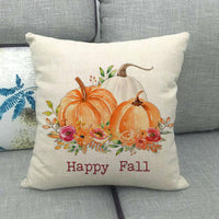 HKM-497299 Painted Pumpkin Linen Pillowcase for Home and Outdoor Decor, 45x45cm