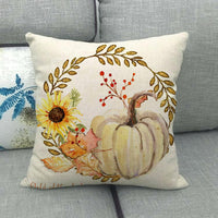 HKM-497299 Painted Pumpkin Linen Pillowcase for Home and Outdoor Decor, 45x45cm