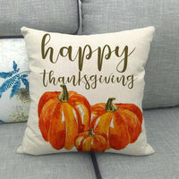 HKM-497299 Painted Pumpkin Linen Pillowcase for Home and Outdoor Decor, 45x45cm