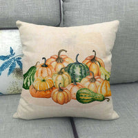 HKM-497299 Painted Pumpkin Linen Pillowcase for Home and Outdoor Decor, 45x45cm