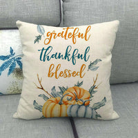HKM-497299 Painted Pumpkin Linen Pillowcase for Home and Outdoor Decor, 45x45cm