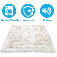 HKM-497363 Machine Washable Waterproof Dog Couch Bed in White with Brown Accents