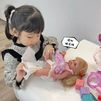 HKM-497747 14-Inch Vinyl Doll Nursing Set with Hand Basket - Realistic Role Play Toy for Kids