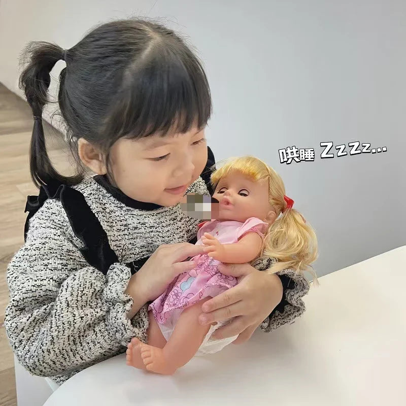 HKM-497747 14-Inch Vinyl Doll Nursing Set with Hand Basket - Realistic Role Play Toy for Kids