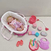 HKM-497747 14-Inch Vinyl Doll Nursing Set with Hand Basket - Realistic Role Play Toy for Kids