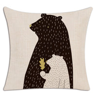 HKM-497747 Geometric Lion Print Linen Cushion Cover - Modern 45x45cm Decorative Pillow