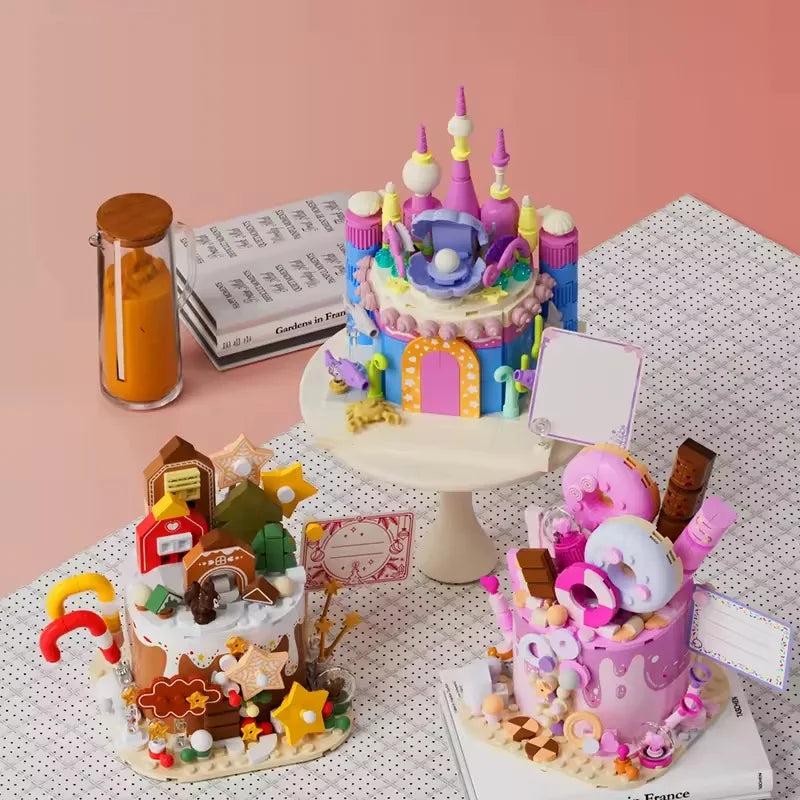 Afternoon Tea Heart Cake Building Block Set - 50 Pieces of Creative Educational Toy for Kids Ages 2 to 14