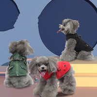 HKM-497875 Christmas Santa Costume for Small Dogs - Festive Flannel Pet Outfit in Red