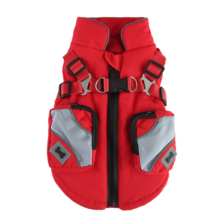 HKM-497875 Christmas Santa Costume for Small Dogs - Festive Flannel Pet Outfit in Red