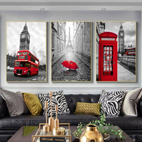 HKM-498003 London Street Modern Simplicity Frameless Architectural Decoration Paintings - Three Sizes Available