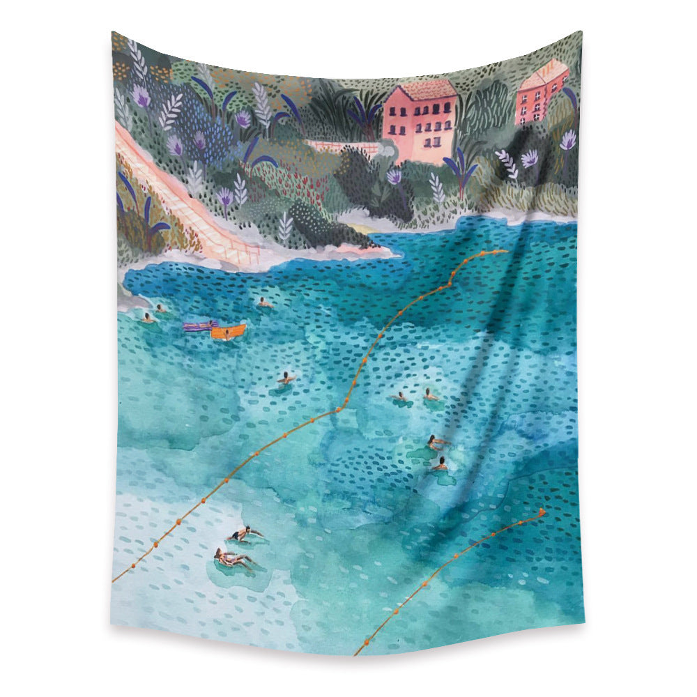 HKM-498067 Cartoon Plant-Themed Polyester Fiber Tapestry Mural - Various Sizes Available