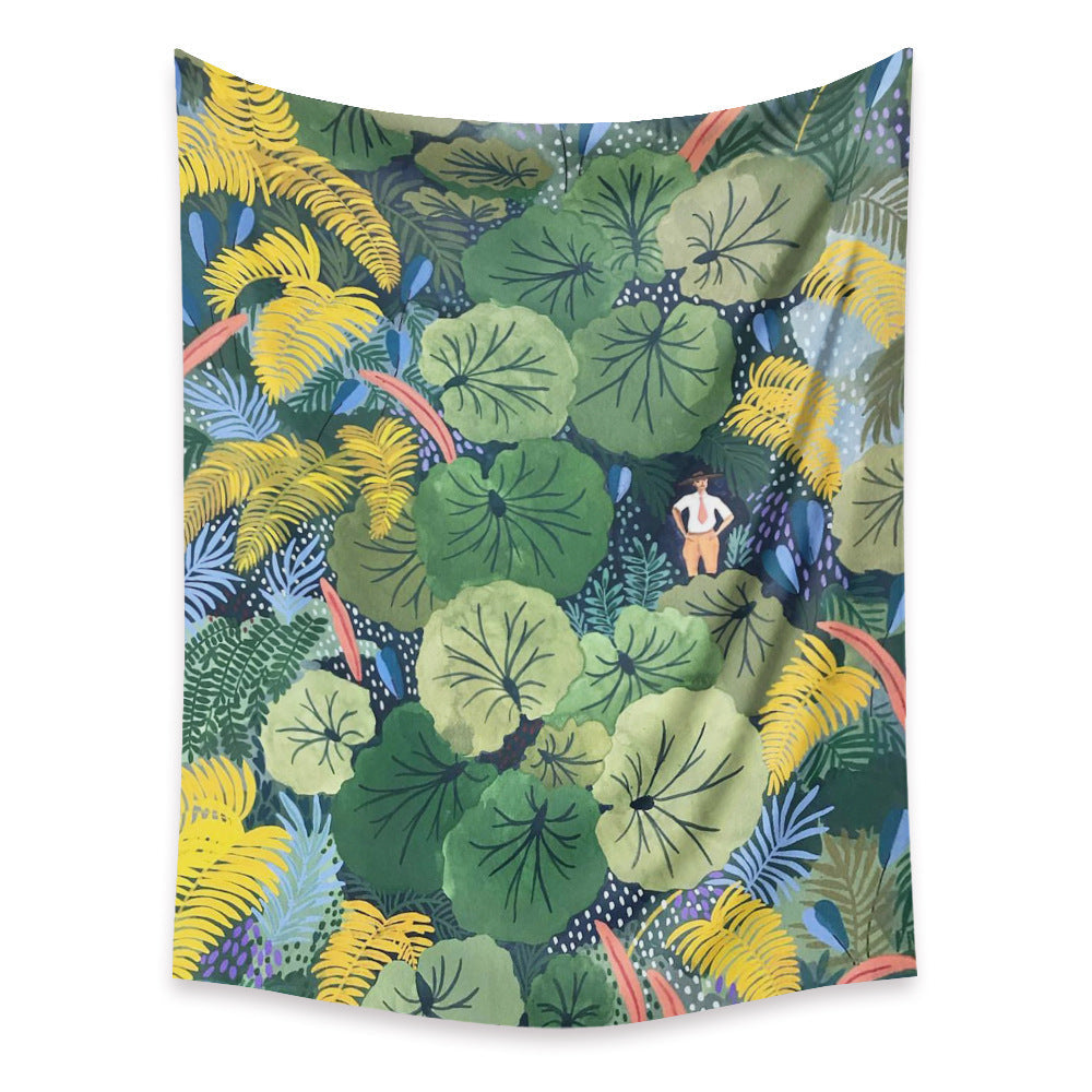 HKM-498067 Cartoon Plant-Themed Polyester Fiber Tapestry Mural - Various Sizes Available