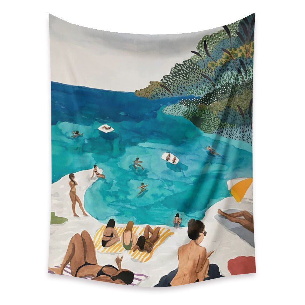 HKM-498067 Cartoon Plant-Themed Polyester Fiber Tapestry Mural - Various Sizes Available