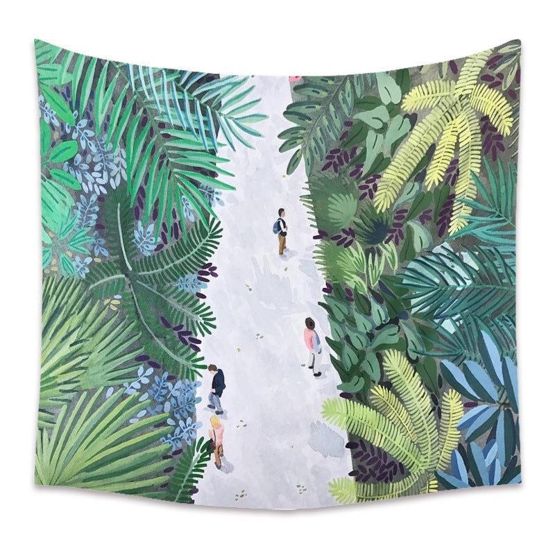 HKM-498067 Cartoon Plant-Themed Polyester Fiber Tapestry Mural - Various Sizes Available