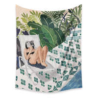 HKM-498067 Cartoon Plant-Themed Polyester Fiber Tapestry Mural - Various Sizes Available