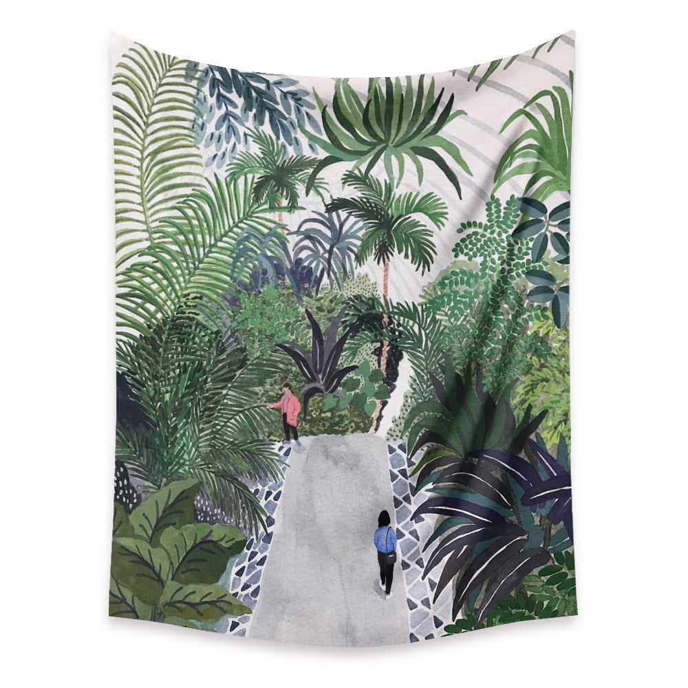 HKM-498067 Cartoon Plant-Themed Polyester Fiber Tapestry Mural - Various Sizes Available