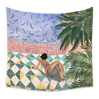HKM-498067 Cartoon Plant-Themed Polyester Fiber Tapestry Mural - Various Sizes Available