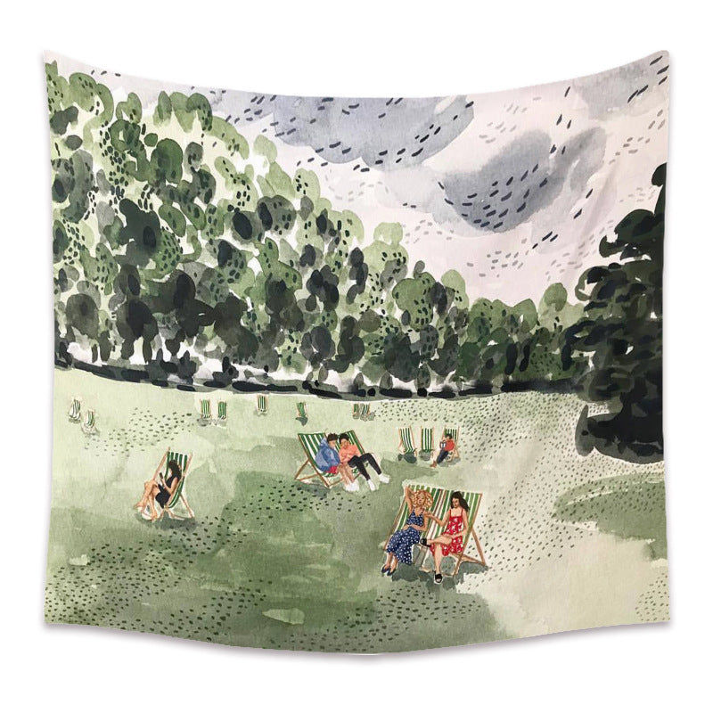 HKM-498067 Cartoon Plant-Themed Polyester Fiber Tapestry Mural - Various Sizes Available