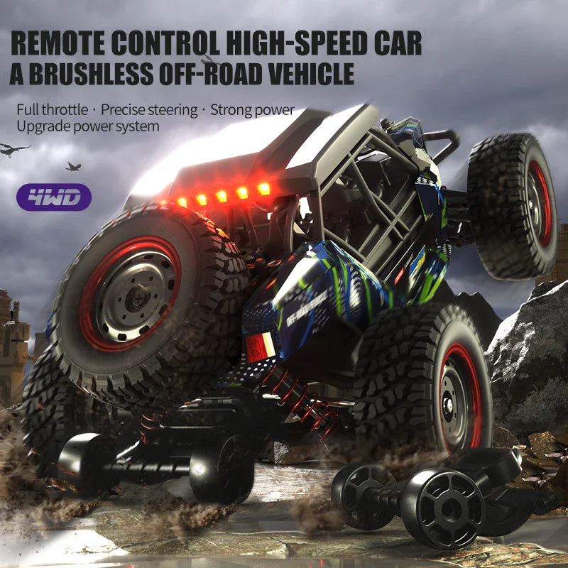 HKM-498067 High-Speed 1/16 Scale 4WD Brushless RC Car with LED Headlights and Remote Control