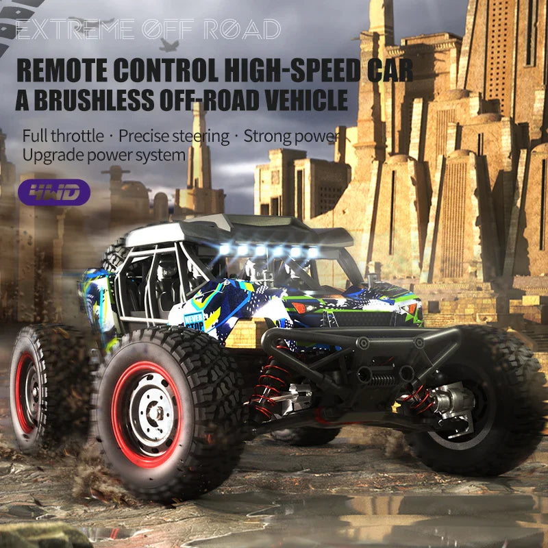 HKM-498067 High-Speed 1/16 Scale 4WD Brushless RC Car with LED Headlights and Remote Control