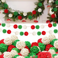 HKM-498195 30 Pcs Christmas Rattan Balls - Decorative Wicker Ornaments for Home Decor, DIY Vase and Bowl Fillers