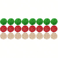 HKM-498195 30 Pcs Christmas Rattan Balls - Decorative Wicker Ornaments for Home Decor, DIY Vase and Bowl Fillers