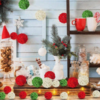 HKM-498195 30 Pcs Christmas Rattan Balls - Decorative Wicker Ornaments for Home Decor, DIY Vase and Bowl Fillers