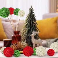 HKM-498195 30 Pcs Christmas Rattan Balls - Decorative Wicker Ornaments for Home Decor, DIY Vase and Bowl Fillers
