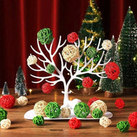 HKM-498195 30 Pcs Christmas Rattan Balls - Decorative Wicker Ornaments for Home Decor, DIY Vase and Bowl Fillers