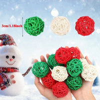 HKM-498195 30 Pcs Christmas Rattan Balls - Decorative Wicker Ornaments for Home Decor, DIY Vase and Bowl Fillers