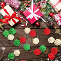 HKM-498195 30 Pcs Christmas Rattan Balls - Decorative Wicker Ornaments for Home Decor, DIY Vase and Bowl Fillers