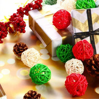 HKM-498195 30 Pcs Christmas Rattan Balls - Decorative Wicker Ornaments for Home Decor, DIY Vase and Bowl Fillers