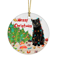 HKM-498515 Double-Sided Acrylic Black Cat Christmas Ornament - 8cm Holiday Decoration