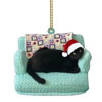 HKM-498515 Double-Sided Acrylic Black Cat Christmas Ornament - 8cm Holiday Decoration
